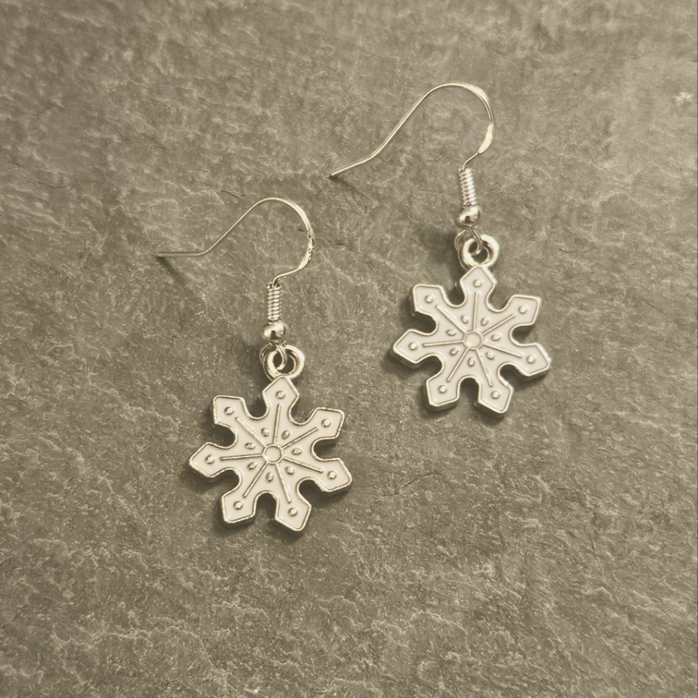 Snowflake Winter Silver Plated Earrings